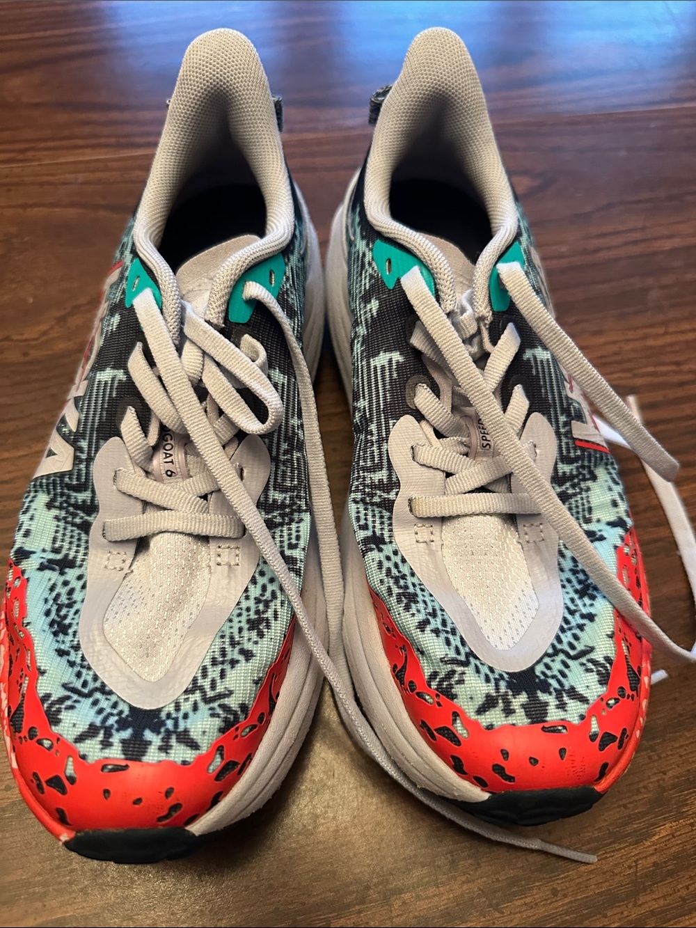 Hoka White Teal Floral Running Shoe - Picture 2 of 10